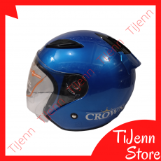 Helm Racer Crown Model KYT Djmaru Solid Blue Glossy Standar SNI DOT SNEL Size M L Clear / Dark