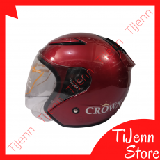 Helm Racer Crown Model KYT Djmaru Solid Red Maroon Glossy Standar SNI DOT SNEL Size M L Clear / Dark