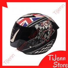 Helm Racer Crown Model KYT Djmaru SilverStone Black Doff Standar SNI DOT SNEL Size M L Clear / Dark