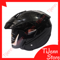 Helm Pet Premium SNI DOT SNEL Solid Black Glossy Size L XL Spoiler KYT Kyoto CLear / Dark