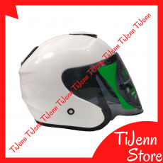 Helm Motor Long Visor Bukan KYT Kyoto Solid Pearl White Glossy SNI Kaca Panjang