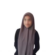 Hijab Bahan Ceruty Uk 100 x 100  - 13. Abu-Abu - Neci Merah