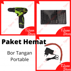 Paket Hemat Bor Tangan Portable Set  Universal Premium Cordless Drill 12V 