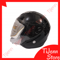 Helm 2 Vision Premium SNI DOT SNEL Appolo Solid Black Glossy Size L Visor Clear / Dark