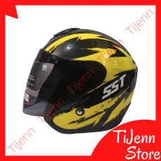 Helm 2 Vision Premium SNI DOT SNEL Appolo Black Yellow Size L Visor Clear / Dark