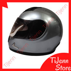 Helm Full Face 2 Vision Premium SNI DOT SNEL Solid Silver Grey Glossy Size L 