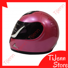 Helm Full Face 2 Vision Premium SNI DOT SNEL Solid Pink Fuschia Glossy Size L 