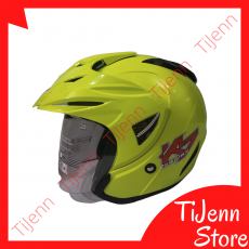 Helm Pet Premium Standar SNI DOT SNEL Neon Yellow Fluo Size L Clear / Dark