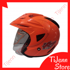 Helm Pet Premium Standar SNI DOT SNEL Neon Orange Fluo Size L Clear / Dark