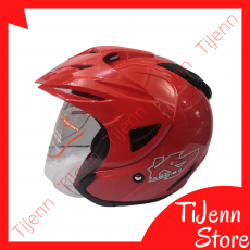 Helm Pet Premium Standar SNI DOT SNEL Neon Red Fluo Size L Clear / Dark