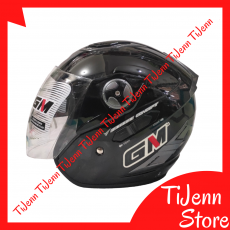 Helm Motor GM Interceptor Double Visor Solid Black Glossy SNI 2 Kaca Free Gembok Helm
